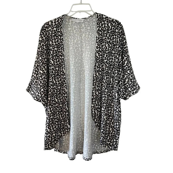 Cest La Vie Leopard Print Open Front Knit Cardigan Women Size M Dolman Sleeve - Picture 1 of 6